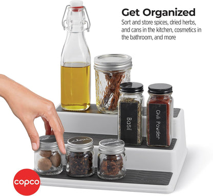 3-Tier Cabinet Spice Rack Organizer, 10 Inch Tiered Shelf Riser for Kitchen Cabinets, Pantry, and Countertop - Holds Spices, Seasonings, Oils, and Condiments