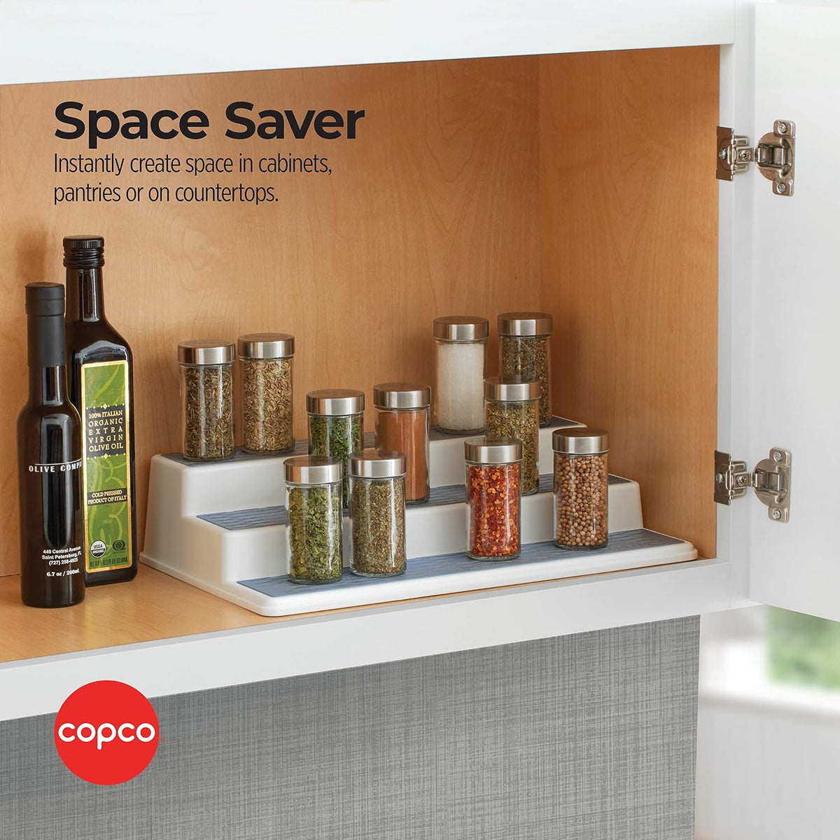 3-Tier Cabinet Spice Rack Organizer, 10 Inch Tiered Shelf Riser for Kitchen Cabinets, Pantry, and Countertop - Holds Spices, Seasonings, Oils, and Condiments