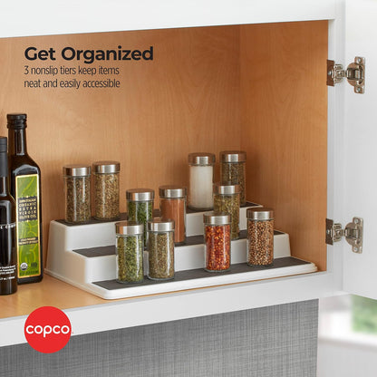 3-Tier Cabinet Spice Rack Organizer, 10 Inch Tiered Shelf Riser for Kitchen Cabinets, Pantry, and Countertop - Holds Spices, Seasonings, Oils, and Condiments