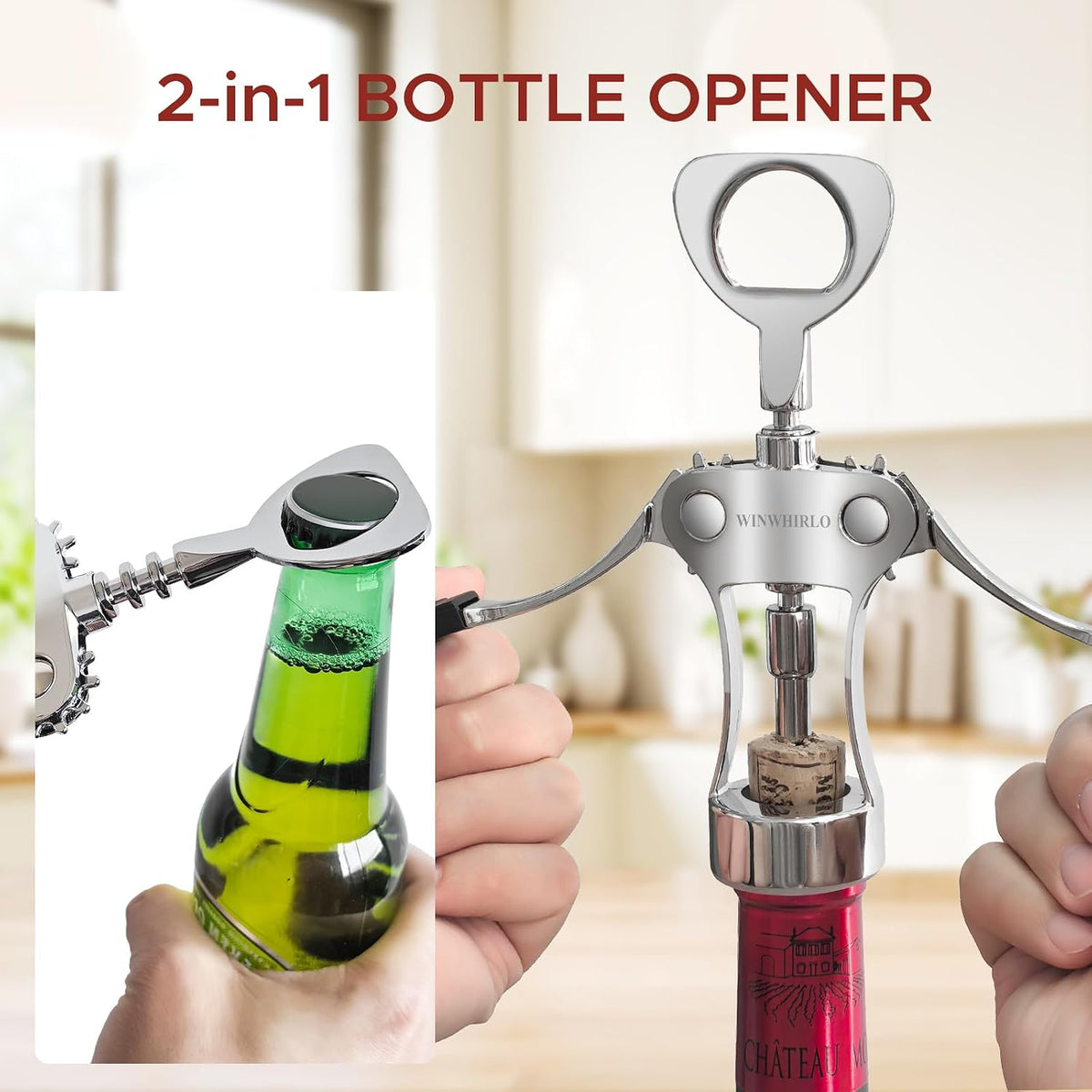 Wine Bottle Opener Gift Set, Zinc Alloy Wing Corkscrew with Vacuum Stopper & Aerator Pourer, Multifunctional Wine Corkscrew for Kitchen, Bar, Party, Camping, BBQ, Wedding, Dinner Gathering