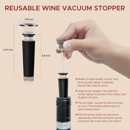 Wine Bottle Opener Gift Set, Zinc Alloy Wing Corkscrew with Vacuum Stopper & Aerator Pourer, Multifunctional Wine Corkscrew for Kitchen, Bar, Party, Camping, BBQ, Wedding, Dinner Gathering