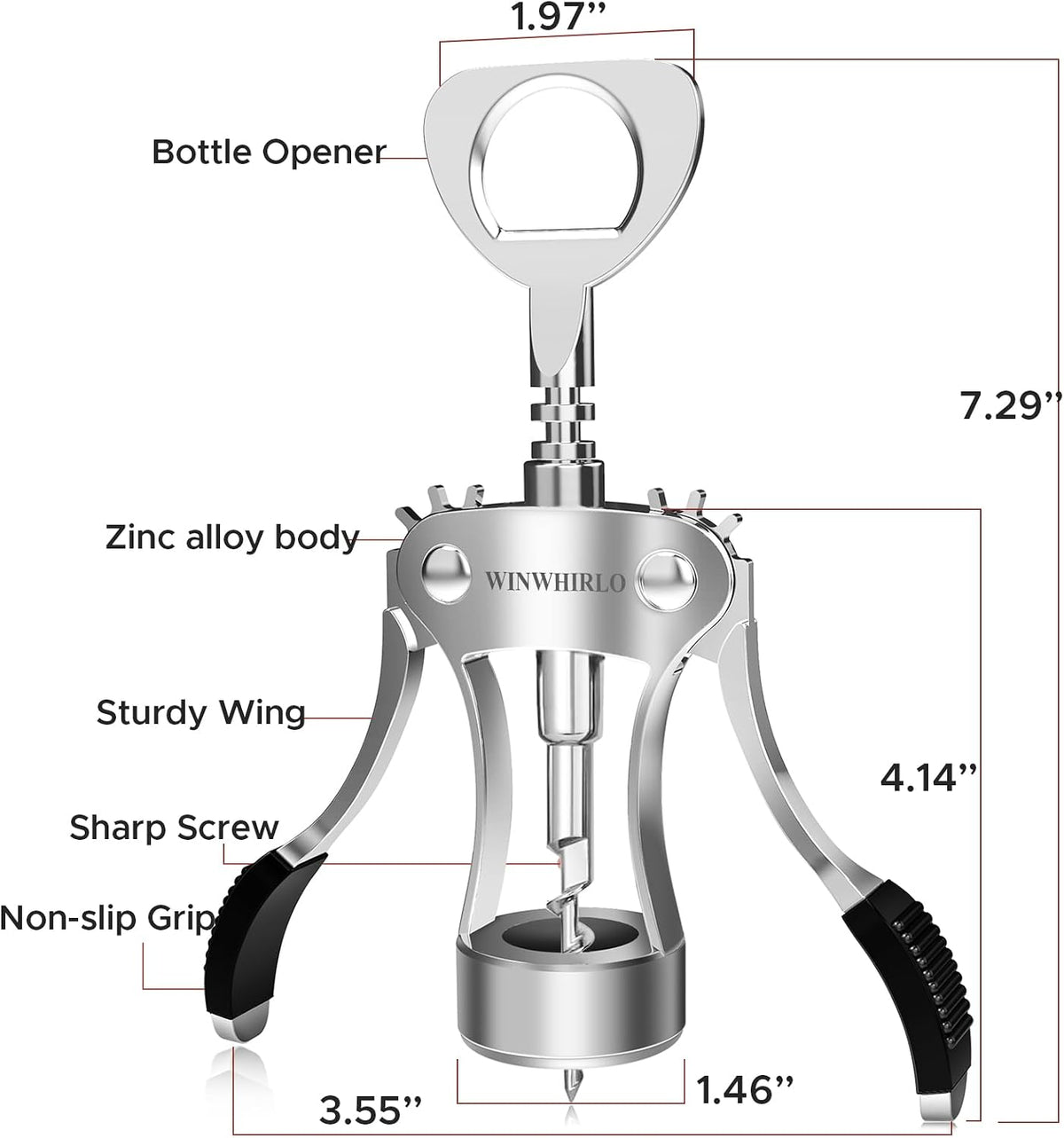 Wine Bottle Opener Gift Set, Zinc Alloy Wing Corkscrew with Vacuum Stopper & Aerator Pourer, Multifunctional Wine Corkscrew for Kitchen, Bar, Party, Camping, BBQ, Wedding, Dinner Gathering