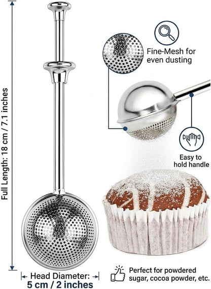 Powdered sugar shaker duster, flour dispenser for bread baking, rice flour sifter, sourdough bread baking supplies, versatile flour duster for baking, ideal for powdered sugar and flour distribution