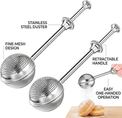 Powdered sugar shaker duster, flour dispenser for bread baking, rice flour sifter, sourdough bread baking supplies, versatile flour duster for baking, ideal for powdered sugar and flour distribution