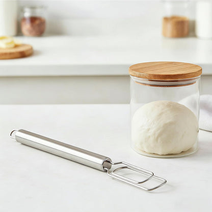 Dough Whisk for Sourdough Starter Stainless Steel Sourdough Starter Stirring Reaches Jar Bottom Dough Hand Mixer Bread Whisk Tool for Pizza Bread Cake Mixing Cooking
