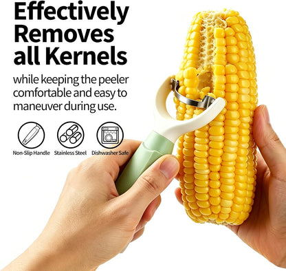 Corn Peeler & Stripper Tool, Stainless Steel Kernel Remover, Easy-Grip Handle, Dishwasher Safe - Efficient Corn Stripper for Corn on the Cob