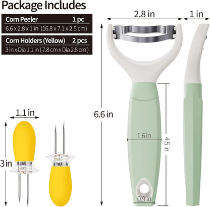 Corn Peeler & Stripper Tool, Stainless Steel Kernel Remover, Easy-Grip Handle, Dishwasher Safe - Efficient Corn Stripper for Corn on the Cob