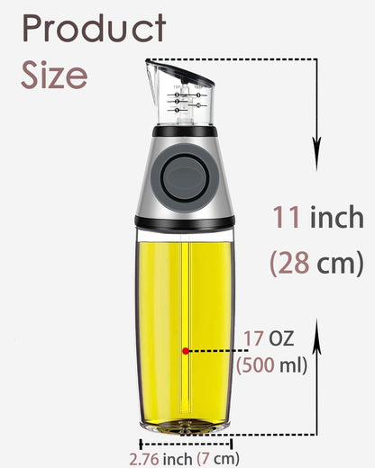 Oil Dispenser Bottle with Measuring Scale, 17oz | Measuring Scale Pump, Clear Glass, Olive Oil Dispenser Oil Sprayer, Refillable Oil and Vinegar Dispenser