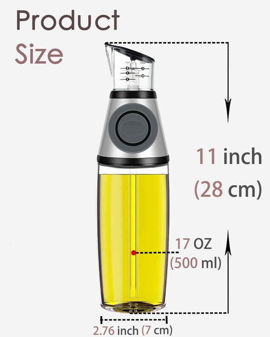 Oil Dispenser Bottle with Measuring Scale, 17oz | Measuring Scale Pump, Clear Glass, Olive Oil Dispenser Oil Sprayer, Refillable Oil and Vinegar Dispenser