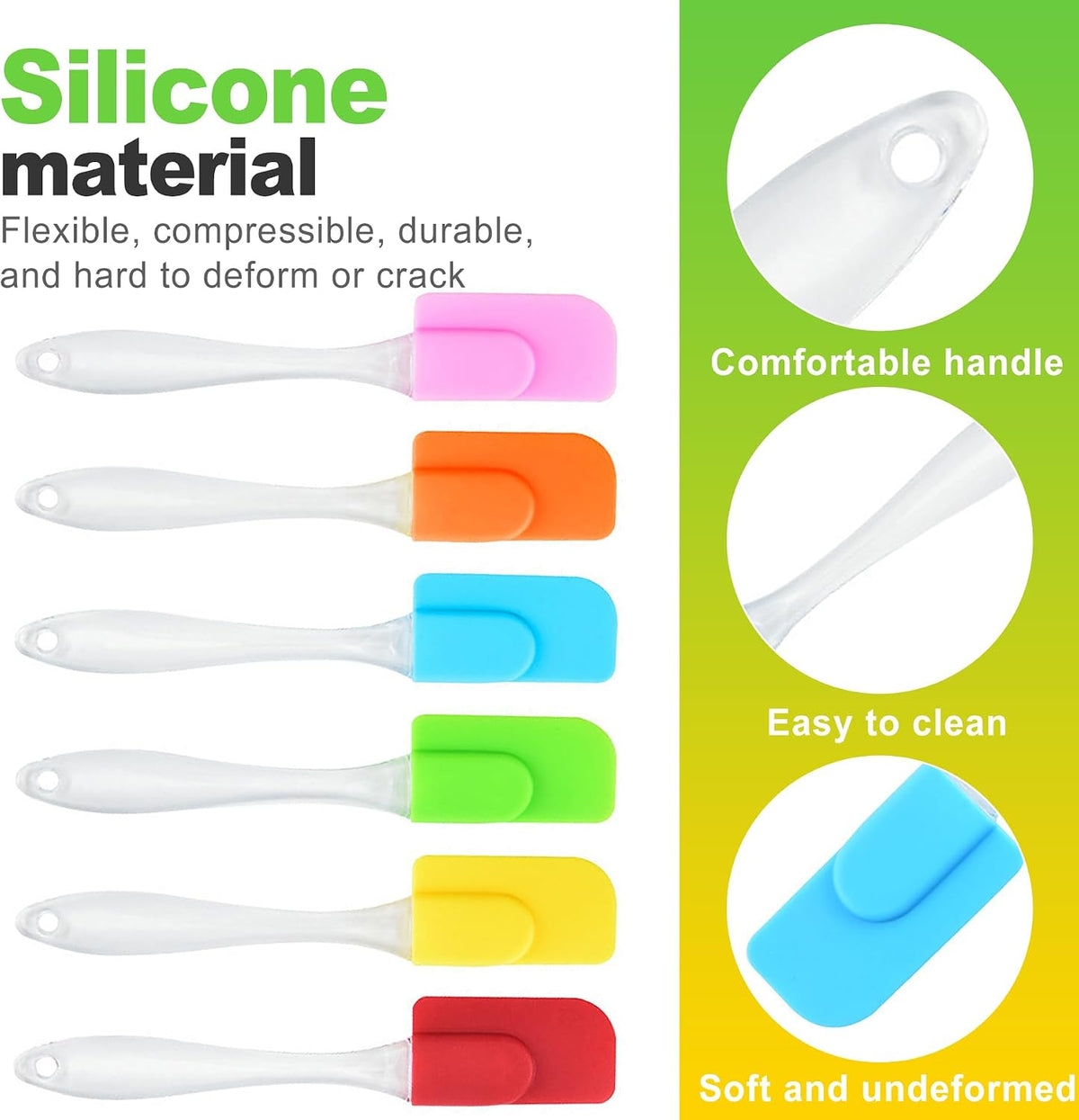 6-Piece Mini Silicone Spatula Set - Heat Resistant Non-Stick Small Scraper Turner for Baking Cooking Mixing Frying and Kitchen Use Multicolor