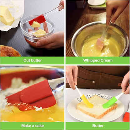 6-Piece Mini Silicone Spatula Set - Heat Resistant Non-Stick Small Scraper Turner for Baking Cooking Mixing Frying and Kitchen Use Multicolor