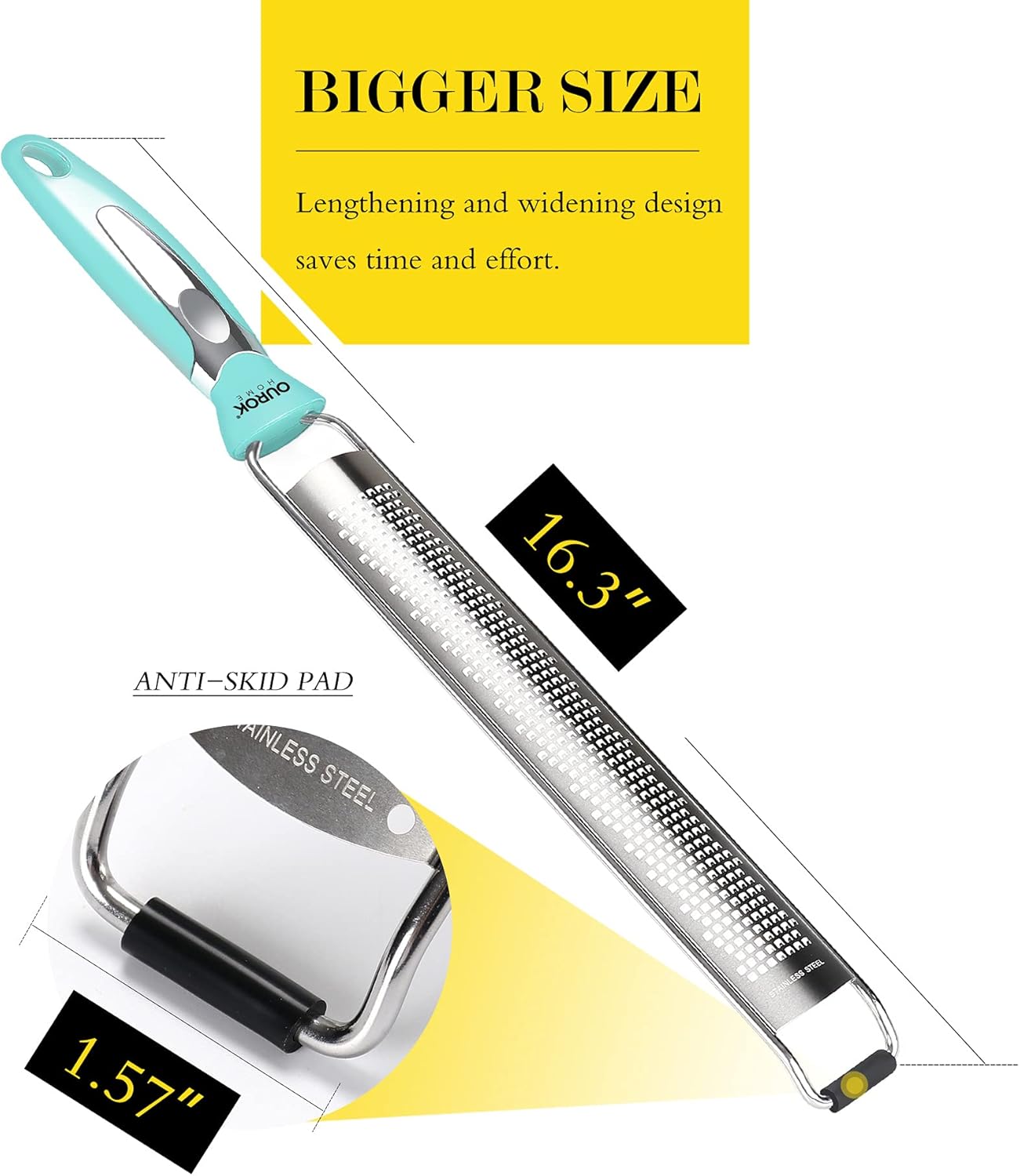 Kitchen Lemon Zester, Stainless Steel Hand Held Parmesan Cheese Grater for Ginger, Chocolate, Coconut, Lime, Nutmeg, Citrus, Fruit, Vegetable with Cleaning Brush, Dishwasher safe, White