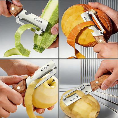 Vegetable Peeler, Stainless Steel Wooden Handle for Potato, Apple