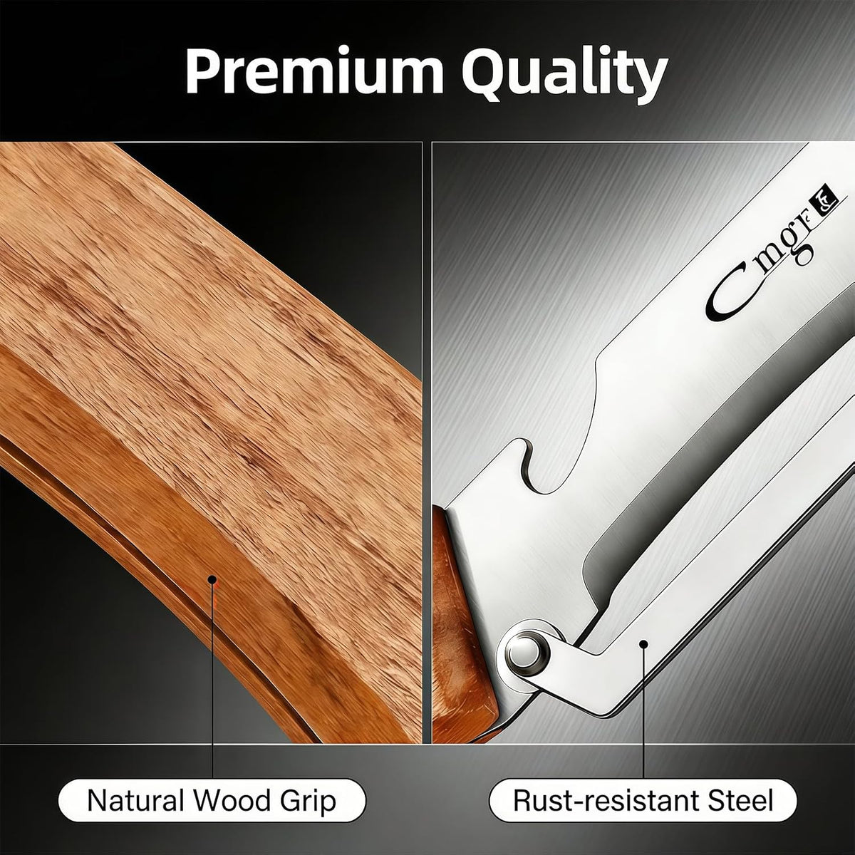 Vegetable Peeler, Stainless Steel Wooden Handle for Potato, Apple