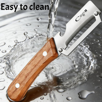 Vegetable Peeler, Stainless Steel Wooden Handle for Potato, Apple