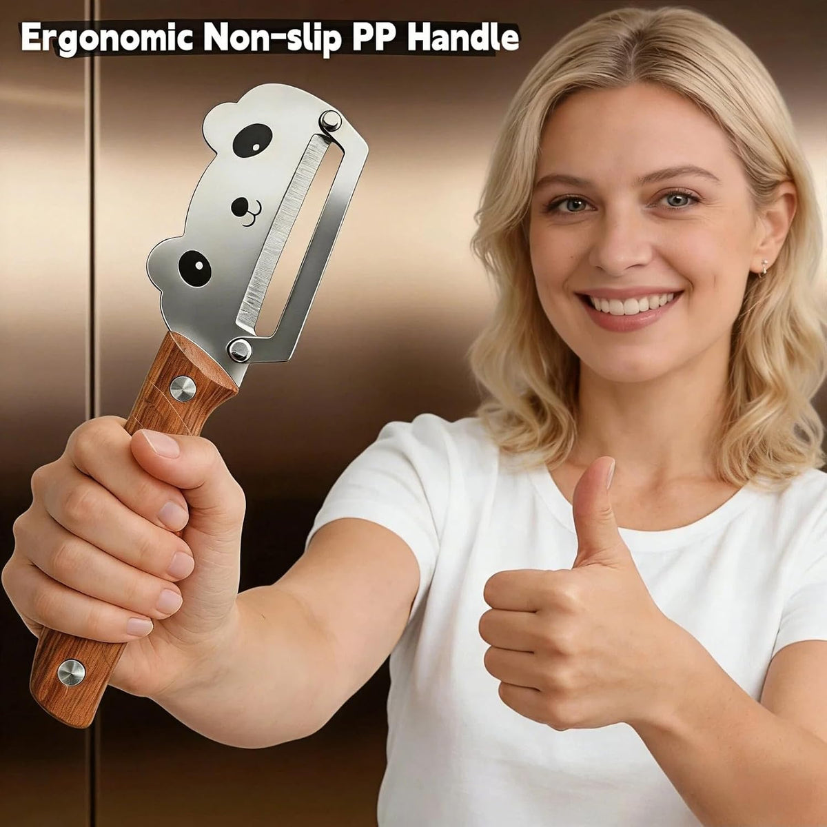 Vegetable Peeler, Stainless Steel Wooden Handle for Potato, Apple