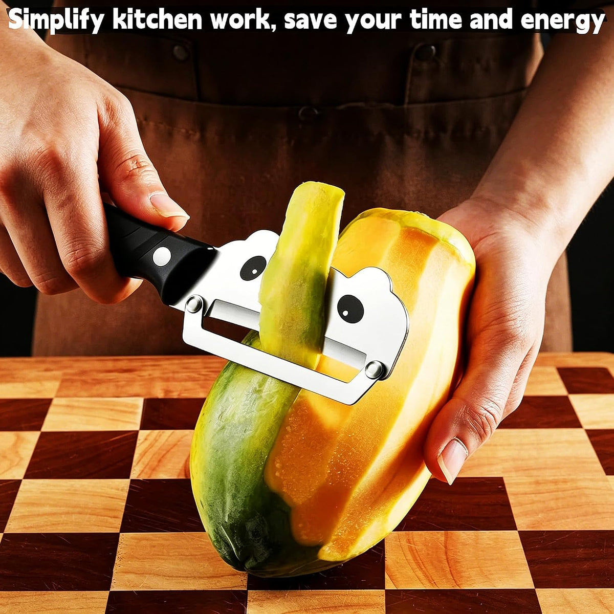 Vegetable Peeler, Stainless Steel Wooden Handle for Potato, Apple