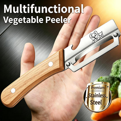 Vegetable Peeler, Stainless Steel Wooden Handle for Potato, Apple