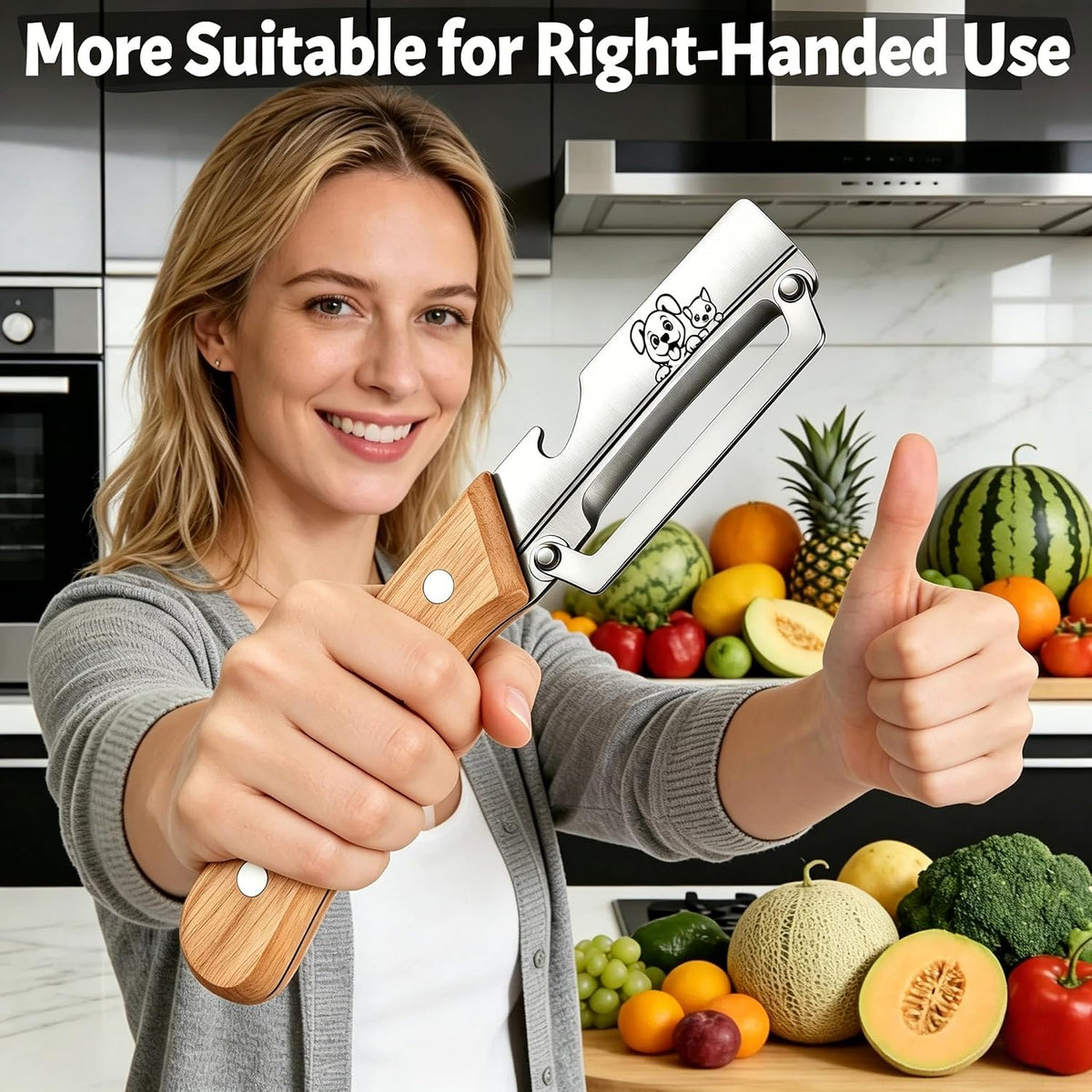 Vegetable Peeler, Stainless Steel Wooden Handle for Potato, Apple