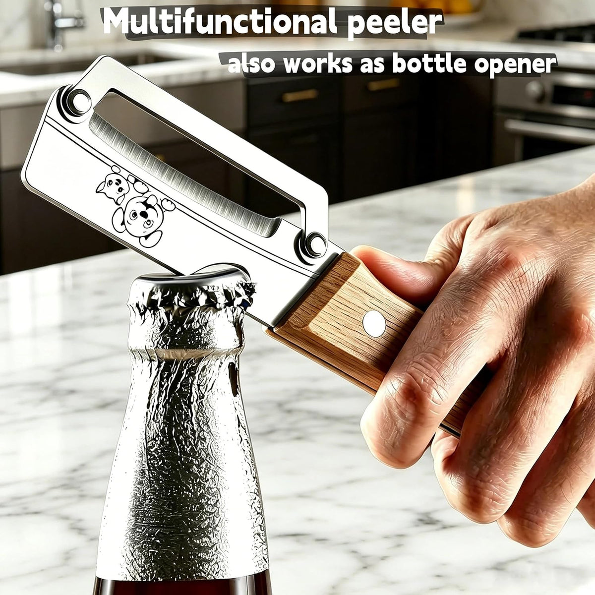Vegetable Peeler, Stainless Steel Wooden Handle for Potato, Apple
