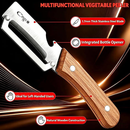Vegetable Peeler, Stainless Steel Wooden Handle for Potato, Apple