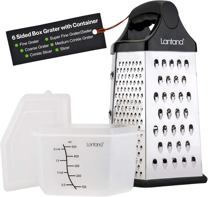 Cheese Grater with Container, Handheld Shredder, Zester (6 in 1)