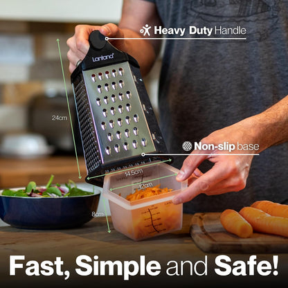 Cheese Grater with Container, Handheld Shredder, Zester (6 in 1)