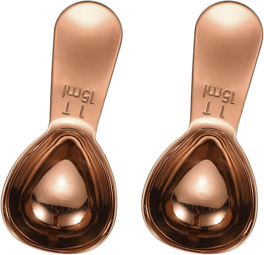 2Pcs Stainless Steel Coffee Scoop, 15ml Short Handle Measuring Spoon for Ground Coffee Tea Sugar Kitchen Gifts, Rose gold