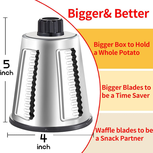 4 in 1 Large Rotary Cheese Grater Hand Crank (Grey, 4 Graters) | Cheese Shredder Rotary and Slicer with 4 Stainless Steel Blades for Vegetables, Veggie and Cheese, Stronger Suction Base