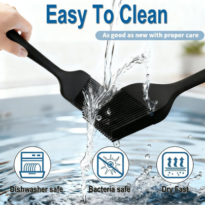Silicone Basting Pastry Brush - Cooking Brush for Oil Sauce Butter Marinades, Food Brushes for BBQ Grill Kitchen Baking, Baster Brushes Baste Pastries Cakes Meat Desserts, (4, Black)