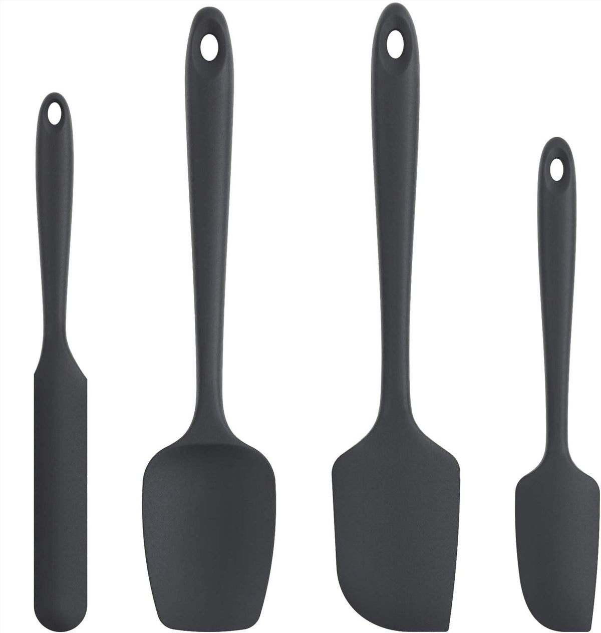 Silicone Spatula Set with 600 Degrees Fahrenheit Heat Resistant (Black)