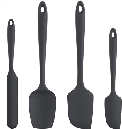 Silicone Spatula Set with 600 Degrees Fahrenheit Heat Resistant (Black)