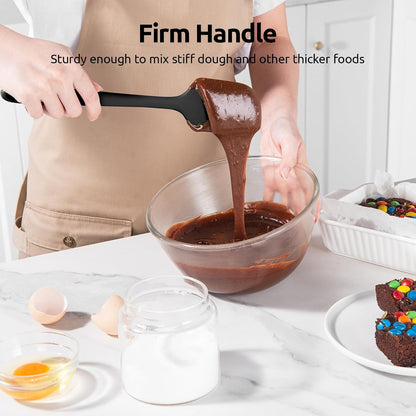 Silicone Spatula Set with 600 Degrees Fahrenheit Heat Resistant (Black)