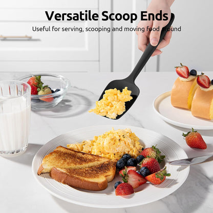 Silicone Spatula Set with 600 Degrees Fahrenheit Heat Resistant (Black)