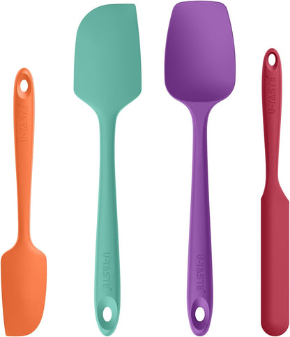 Silicone Spatula Set with 600 Degrees Fahrenheit Heat Resistant (Black)