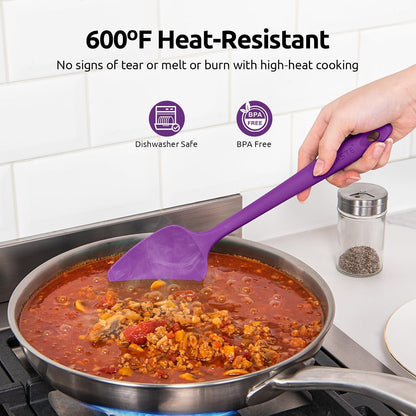 Silicone Spatula Set with 600 Degrees Fahrenheit Heat Resistant (Black)
