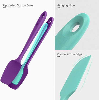 Silicone Spatula Set with 600 Degrees Fahrenheit Heat Resistant (Black)
