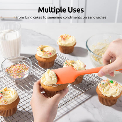 Silicone Spatula Set with 600 Degrees Fahrenheit Heat Resistant (Black)