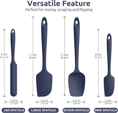 Silicone Spatula Set with 600 Degrees Fahrenheit Heat Resistant (Black)