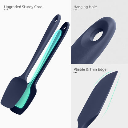 Silicone Spatula Set with 600 Degrees Fahrenheit Heat Resistant (Black)