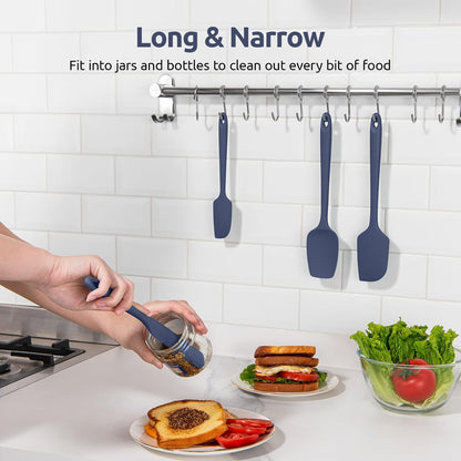Silicone Spatula Set with 600 Degrees Fahrenheit Heat Resistant (Black)