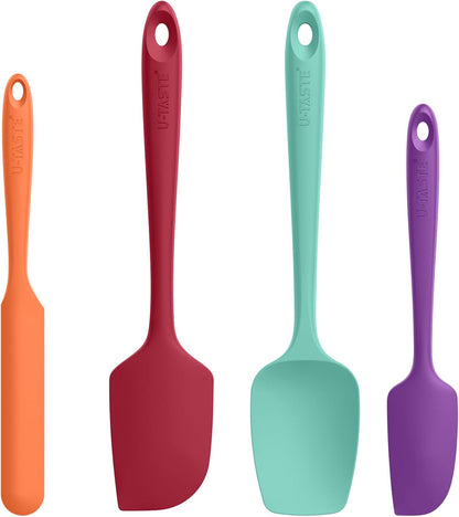 Silicone Spatula Set with 600 Degrees Fahrenheit Heat Resistant (Black)