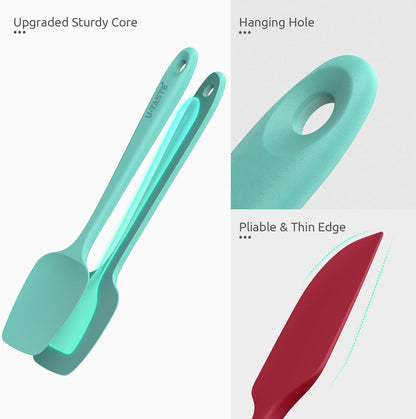 Silicone Spatula Set with 600 Degrees Fahrenheit Heat Resistant (Black)