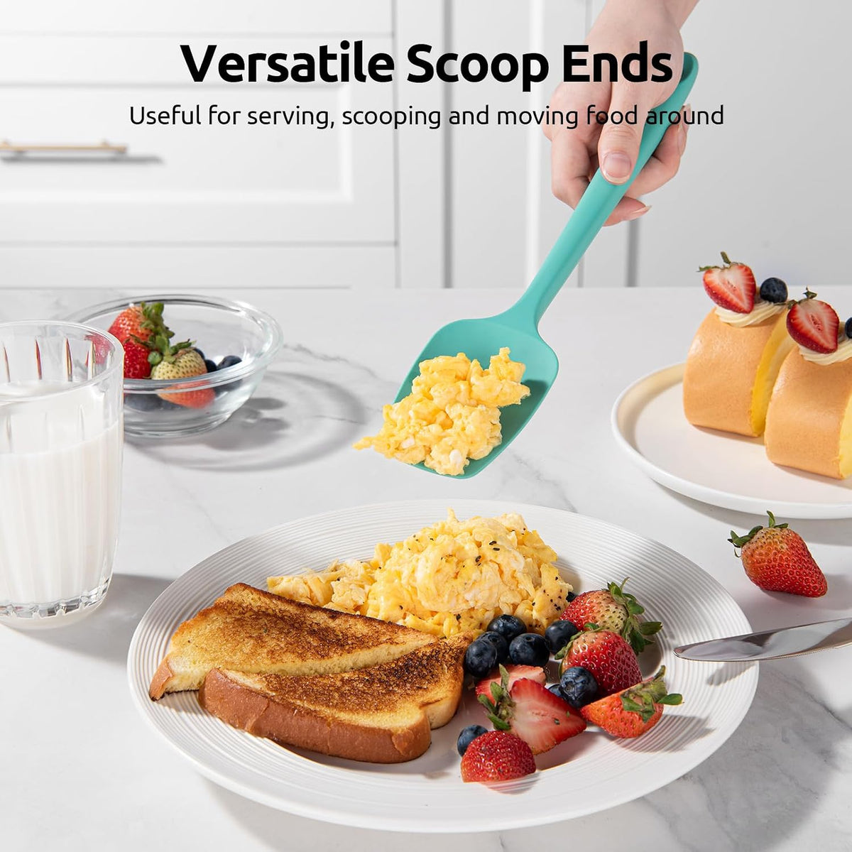 Silicone Spatula Set with 600 Degrees Fahrenheit Heat Resistant (Black)