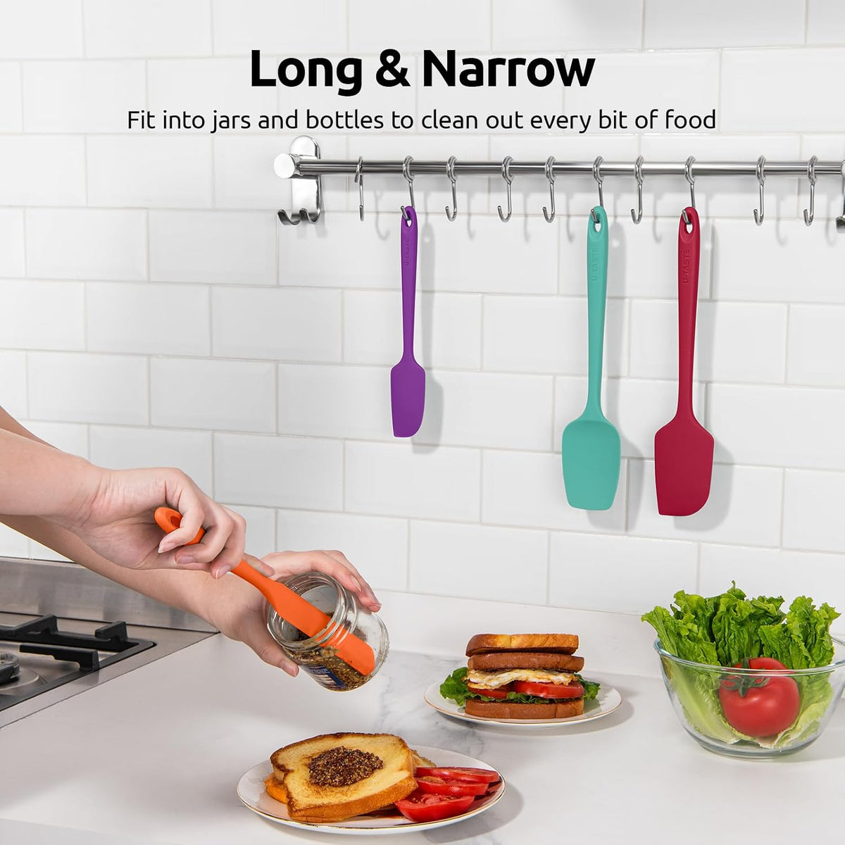 Silicone Spatula Set with 600 Degrees Fahrenheit Heat Resistant (Black)