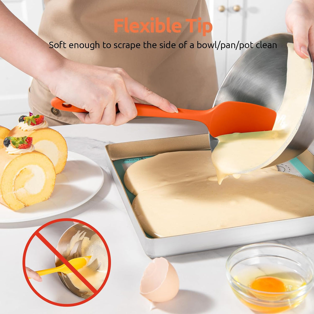Silicone Spatula Set with 600 Degrees Fahrenheit Heat Resistant (Black)