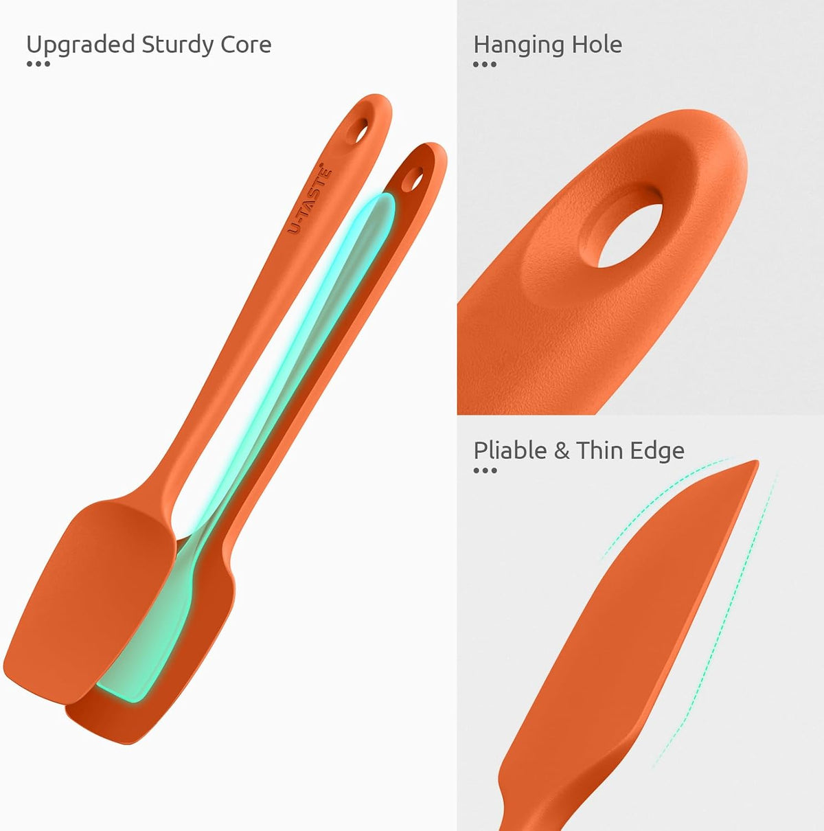 Silicone Spatula Set with 600 Degrees Fahrenheit Heat Resistant (Black)