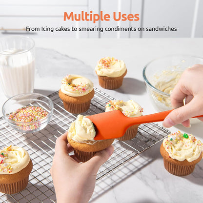 Silicone Spatula Set with 600 Degrees Fahrenheit Heat Resistant (Black)