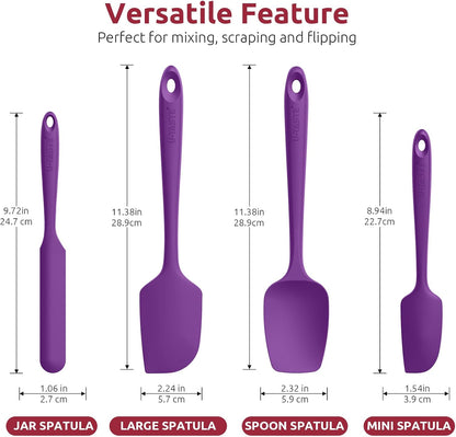 Silicone Spatula Set with 600 Degrees Fahrenheit Heat Resistant (Black)