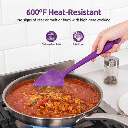 Silicone Spatula Set with 600 Degrees Fahrenheit Heat Resistant (Black)